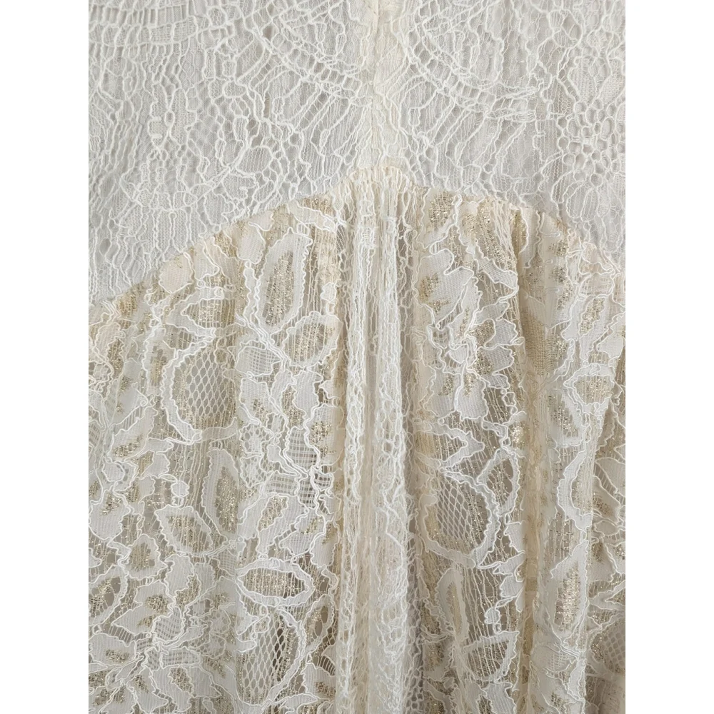 NWT Free People Don’t You Dare Lace Dress Ivory Neutral Combo Sz S Bachelorette - Picture 5 of 11